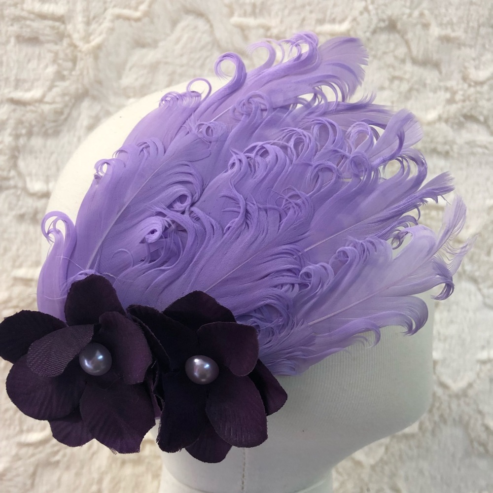 Lavender w/Dark Purple Feathered Infant Headband